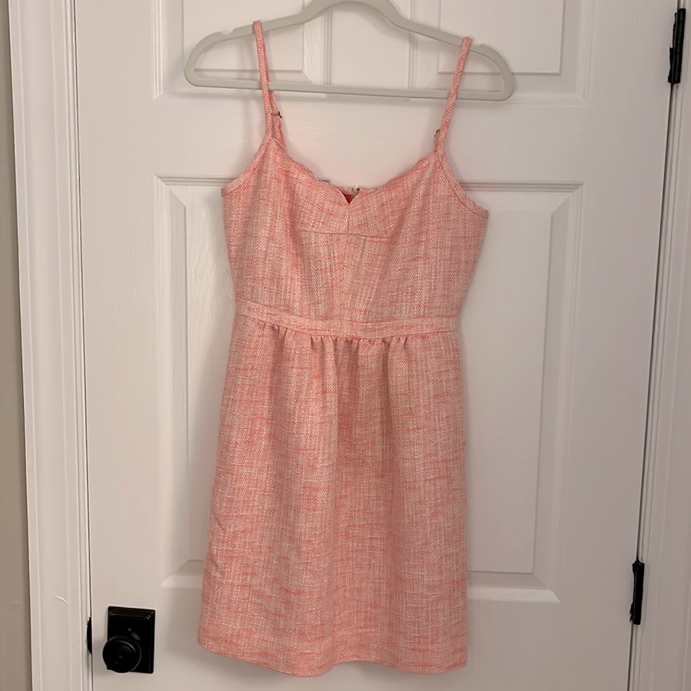 J. Crew Factory Pink Tweed Spaghetti-Strap Dress